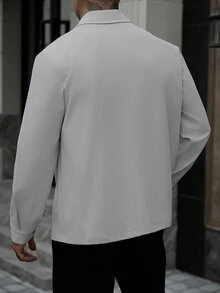 Manfinity Homme Men's Solid Color Casual Outdoor Slim Fit Jacket - Light Grey - View 2