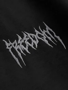 PAVTROS 男士街頭風熱銷深色街頭刺繡 3D 刺繡日常穿搭百搭男友丈夫禮物週年紀念禮物灰色圓領衛衣 - 黑色 - 查看 5