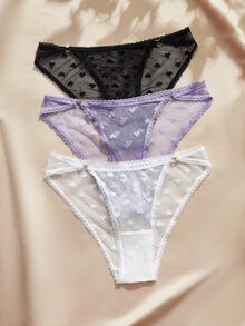 Charlaine Set 3 Potong Celana Dalam Segitiga Renda Wanita - MultiWarna - View 1