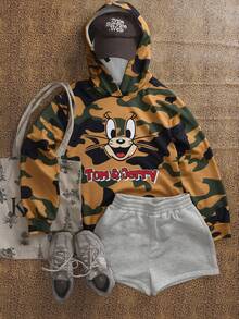 TOM & JERRY X SHEIN SHEIN EZwear 大尺碼女款字母卡通圖案休閒日常衛衣 秋季 - 彩色 - 查看 5