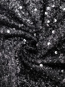 Cravure Plus Size Country Vintage Party Theme Elegant Sequin Straight Back Bowknot Strap Dress - Black - View 7