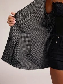 SHEIN BAE 女款時尚街頭風長袖夾克外套，附口袋 - 深灰色 - 查看 8