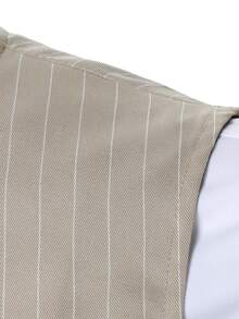 Manfinity Mode Men's Fashion Striped Suit Set With Vest And Pants - Khaki - View 6