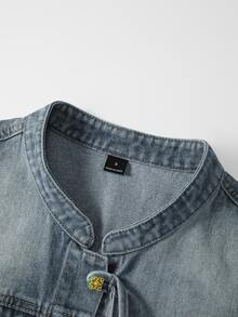 GlowEve CURVE Plus Size Button-Up Fashion Denim Jacket For Weekend Outings - Blue - View 4