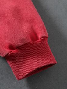 ROMWE MEN 男士復古水洗抓絨連帽衛衣 - 紅色 - 查看 3