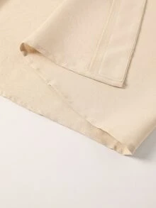 Linhara CURVE Plus Size Faux Cotton Textured Fabric Ruffle Sleeve Long Sleeve Open Front Kimono Cardigan + Simple Camisole Top + Elastic Waist Loose Straight Leg Pants 3-Piece Set Casual Outing Date Party Daily Commute Outfit - Apricot - View 13