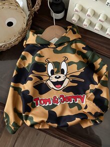 TOM & JERRY X SHEIN SHEIN EZwear 大尺碼女款字母卡通圖案休閒日常衛衣 秋季 - 彩色 - 查看 1