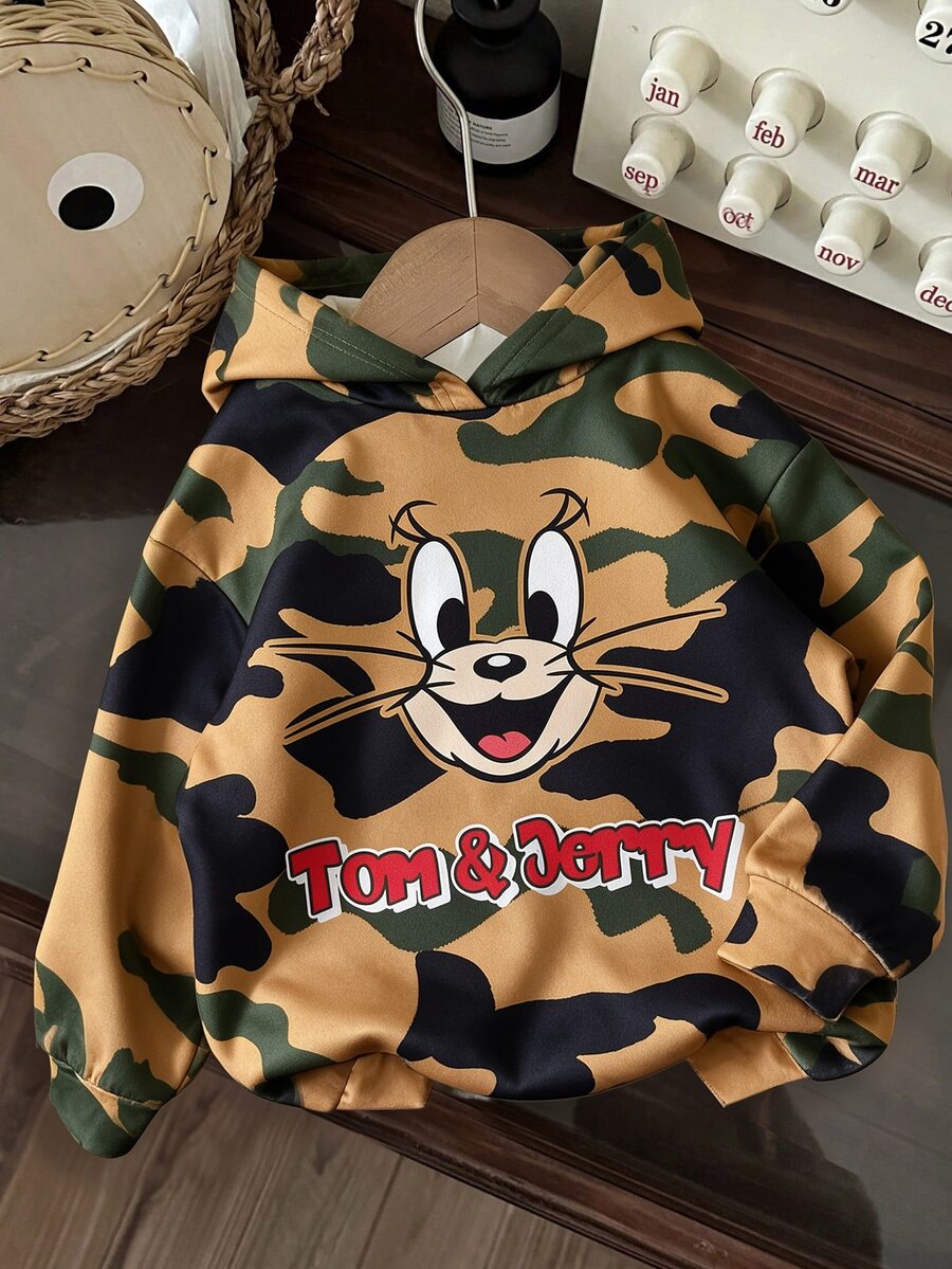 TOM & JERRY X SHEIN SHEIN EZwear 大尺碼女款字母卡通圖案休閒日常衛衣 秋季 - 彩色 - 查看 1