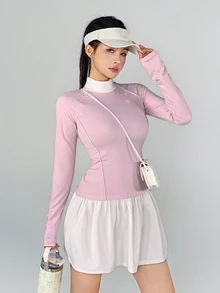 DAZY Women's Colorblock Casual Daily Long Sleeve Sports T-Shirt - Pink - View 4