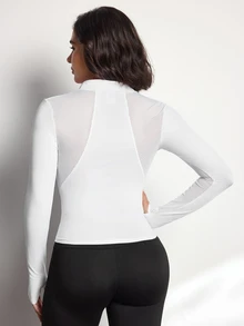 Easithlete Women's Solid Color Casual Versatile Daily Equestrian Top - White - View 2