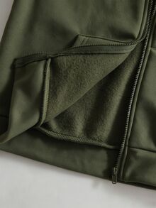 SHEIN Sparklyn 秋冬女款連帽拉鍊夾克－混搭街頭風運動衫，抗寒針織面料，適合秋冬穿著 - 藍色 - 查看 5