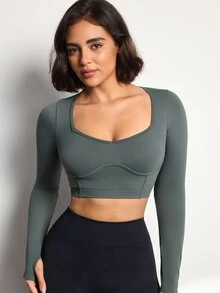 Easithlete Easithlete Women's Solid Color Casual Daily Wear Sports T-Shirt - Army Green - View 1