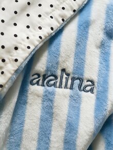 Aralina Women's Sleepwear Fall Winter Reversible Cute Soft Brushed Textured Stripe Fabric With Contrast Polk - Blue and White - View 8