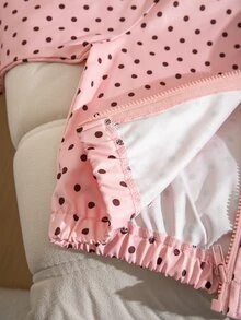 SHEIN Genkimix Kids 2件組女童春秋新款波點防風布料 2026 童裝蝴蝶結印花休閒時尚織帶裝飾立領拉鍊夾克與休閒長褲可愛甜美套裝 - 粉色 - 查看 5