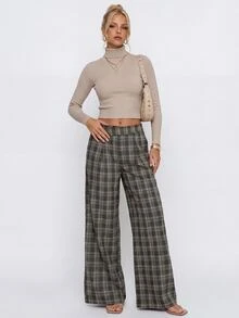 Avantive Women's Casual Button Plaid Pocket Long Pants For Daily Wear - Multicolor - View 8