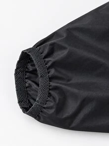SHEIN BASICS جاكيت نسائي بلون موحد بسحاب كاجوال متعدد الاستخدامات للخارج مقاوم للرياح - الأسود - مشاهدة 12