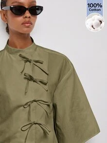 Maija Women's Solid Color Casual Versatile Daily Wear Shirt - Army Green - View 5