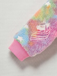 SHEIN 秋冬女嬰可愛毛茸茸彩色居家服套裝 - 粉色 - 查看 5