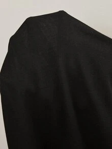 Doze Lane Contrast Trim Plus Size Women's Button-Front Casual Open-Front Loungewear Robe - Black - View 7
