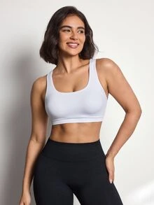 Easithlete Bra Olahraga Tanpa Jahitan Warna Putih untuk Wanita - Putih - View 2
