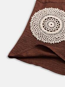 Linhara CURVE Plus Size Women's Casual Faux Linen Fitted Shirt - Brown - View 5