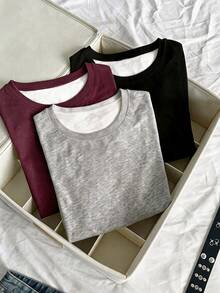 Kids 3PCS Tween Girls T-Shirts - Multicolor - View 3