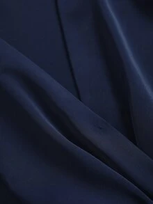 Weeklong بلوزة أنيقة للنساء بمقاسات كبيرة، خريف/شتاء، بياقة متقاطعة وخصر مجعد وأكمام واسعة - أزرق بحري - مشاهدة 4