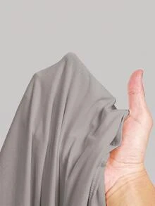 SHEIN MOD 圓領抓皺喇叭袖收腰不對稱下擺酒紅色百搭T恤，秋季 - 淺灰色 - 查看 3
