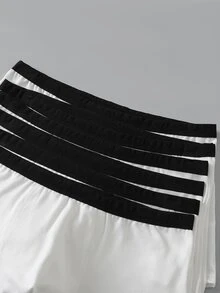 SHEIN 青少年男孩純白色 6 件裝日常時尚休閒四角內褲 - 白色 - 查看 6
