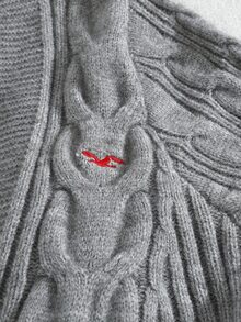 Sweetra Autumn/Winter New Plus Size Women's Cable Knit Long Sleeve Single-Breasted Cardigan - Grey - View 5