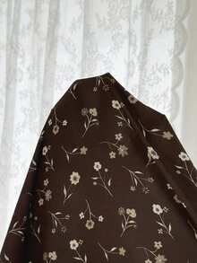 CottageSlumber French Vintage Ditsy Floral Pajama Set, Sweet Bow Decor Long Sleeve Plus Size Loungewear Set - Rust Brown - View 7