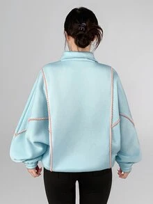 DAZY Women's Long Sleeve Zip-Up Pocket Casual Sports Jacket - Blue - View 4
