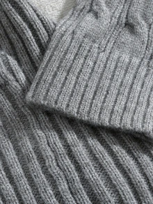 Sweetra Autumn/Winter New Plus Size Women's Cable Knit Long Sleeve Single-Breasted Cardigan - Grey - View 4