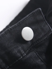 SHEIN 小男孩時尚休閒交叉圖案設計黑色舒適彈性緊身牛仔褲 - 黑色 - 查看 3