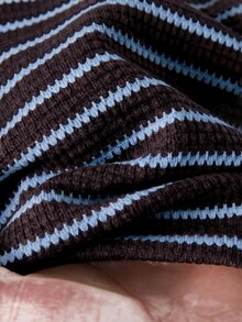 Rusticease Women's Striped Crew Neck Top And Pants Casual Daily 2 Pieces Set - Blue - View 3
