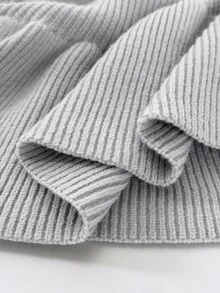 Rustia Plus Size Ribbed Waist Fashion Pullover Sweater - Light Grey - View 7