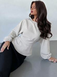 Firerie Women's Striped Casual Versatile Everyday Outing Shirt - White - View 6