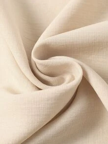 Linhara CURVE Plus Size Faux Cotton Textured Fabric Ruffle Sleeve Long Sleeve Open Front Kimono Cardigan + Simple Camisole Top + Elastic Waist Loose Straight Leg Pants 3-Piece Set Casual Outing Date Party Daily Commute Outfit - Apricot - View 5