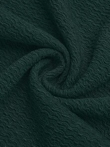 EMERY ROSE Plus Size Women Spring/Summer Chain Splice Ruffle Twist Waist Knitted Solid Color Elegant Graceful A-Line V-Neck T-Shirt Top - Dark Green - View 6