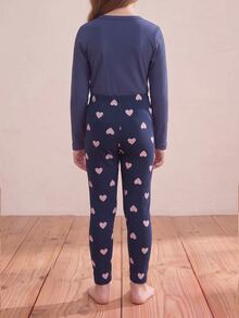 1 buah Legging Rajut Motif Hati Biru Serbaguna untuk Anak Perempuan Balita di Musim Gugur/Dingin - Grey - View 3