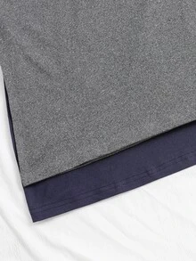 青少年男孩時尚休閒格紋印花短袖短褲牛奶絲面料居家服套裝 4件組 - 藏蓝色 - 查看 7