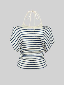 Olithes Plus Size Women's Striped 2 In 1 Patchwork Casual Everyday Top - Multicolor - View 2