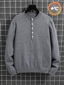 SHEIN Teen Boys' Casual Comfortable Versatile Turtleneck Sweater - Grey - View 5