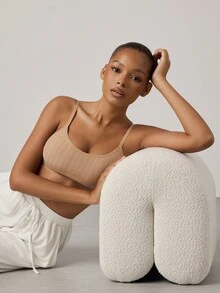 Ocili Women's Pure Cotton Ribbed Comfortable Bra - Khaki - View 7