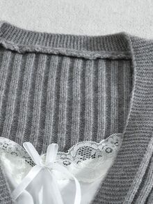 Sweetra Autumn/Winter New Plus Size Women's Cable Knit Long Sleeve Single-Breasted Cardigan - Grey - View 7