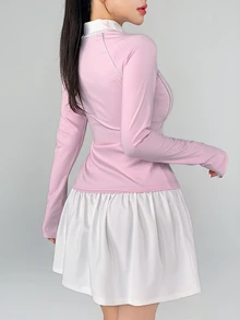 DAZY Women's Colorblock Casual Daily Long Sleeve Sports T-Shirt - Pink - View 5
