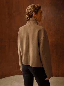MOTF WOMEN'S FASHION CAMEL DOUBLE-FACED WOOL COAT - Camel - View 7
