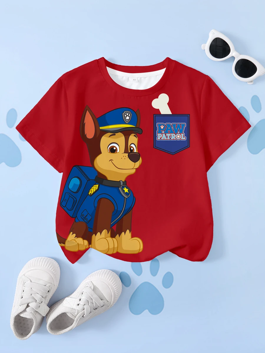 SHEIN | PAW Patrol 小男孩卡通印花圓領短袖休閒T恤 - 白色 - 查看 1