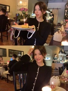 DAZY Women's Elegant Casual Sweater 2 Pieces Set - Black - View 1