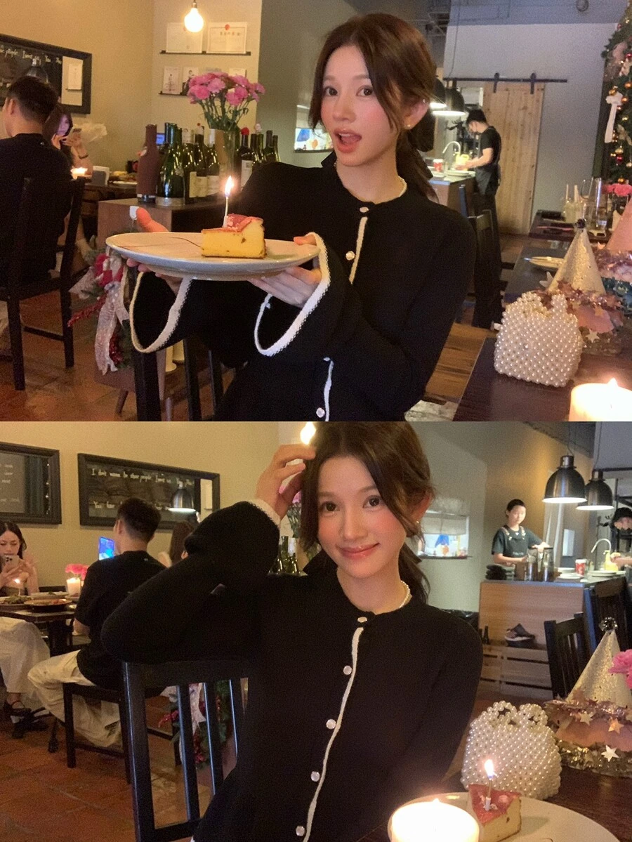 DAZY Women's Elegant Casual Sweater 2 Pieces Set - Black - View 1